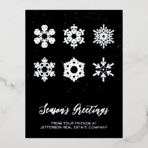 Carte Postale De Vacances En Aluminium Moderne affaires flocons de neige argentés Navy