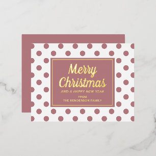 Carte Postale De Vacances En Aluminium Moderne Joyeux Noël écriture dorée points roses