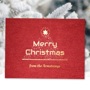 Carte Postale De Vacances En Aluminium Moderne Luxe Script Joyeux Noël Bordeaux