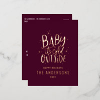 Moderne minimaliste Noël bordeaux élégant Foil Hol