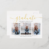 Carte Postale De Vacances En Aluminium Moderne Script Calligraphie Graduation 3 Photo Inv (Recto/Verso)