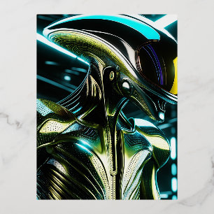 Carte Postale De Vacances En Aluminium Mon type préféré d'alien est le bio-mécanique al