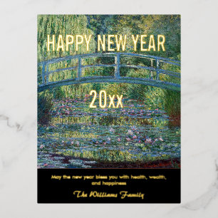 Carte Postale De Vacances En Aluminium Monet - Joyeux Nouvel An et étang de Lily de l'eau