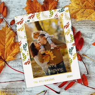 Carte Postale De Vacances En Aluminium Motif de feuilles d'automne sur photo personnalisé