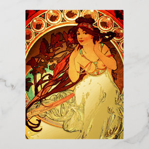Carte Postale De Vacances En Aluminium Muse de musique Art nouveau Alphonse mucha