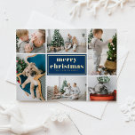 Carte Postale De Vacances En Aluminium Navy Blue Retro Joyeux Noël Photo Collage<br><div class="desc">Joyeux Noël! Envoyez vos salutations de vacances à votre famille et à vos amis avec cette carte postale de Noël personnalisable. Il est doté d'une typographie rétro et d'un modèle de montage photo. Personnalisez ce collage photo carte postale de Noël en ajoutant vos détails. Cette carte postale de Noël en...</div>