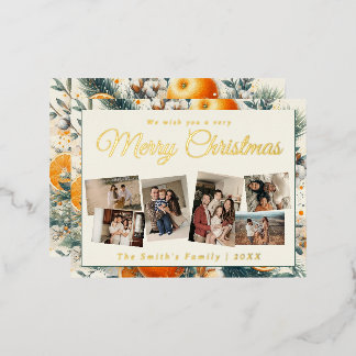Carte Postale De Vacances En Aluminium Noël 6x photo vintage rétro floral