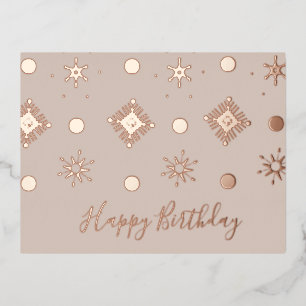 Carte Postale De Vacances En Aluminium Noël Anniversaire Snowflakes Blush