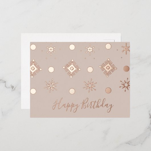 Carte Postale De Vacances En Aluminium Noël Anniversaire Snowflakes Blush (Recto/Verso)