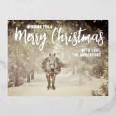 Carte Postale De Vacances En Aluminium Noël enneigé Cheval à la couronne (Recto)