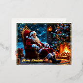 Carte Postale De Vacances En Aluminium Noël magique Santa Claus cheminée confortable (Recto/Verso)