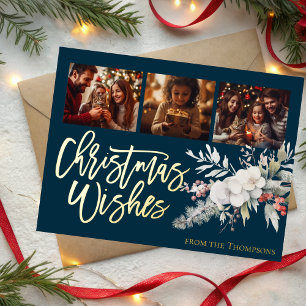 Carte Postale De Vacances En Aluminium Noël photo collage or Noël voeux