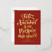 Carte Postale De Vacances En Aluminium Noël Red Feliz Navidad (Recto/Verso)