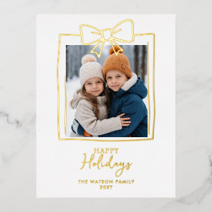 Carte Postale De Vacances En Aluminium Nœud dessiné à la main Doddle Noël Photo Fête Post