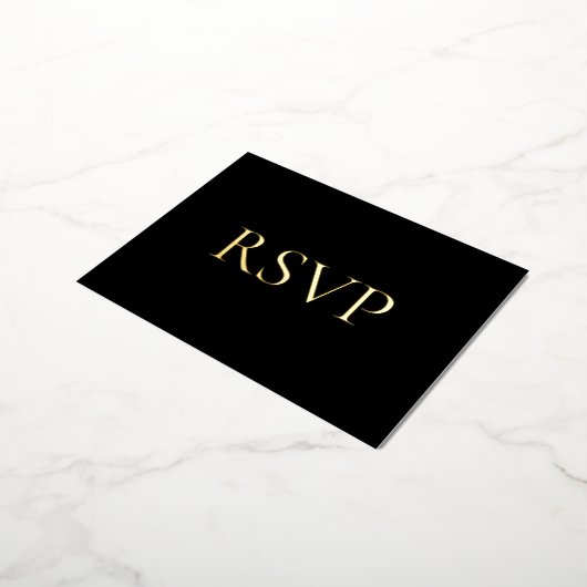 Carte Postale De Vacances En Aluminium Noir Contemporary Luxe Wedding RSVP (Rotation)