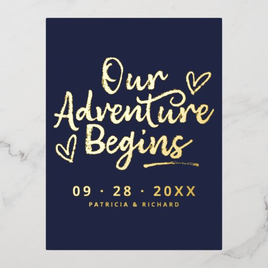 Carte Postale De Vacances En Aluminium Notre Aventure Commence À Enregistrer La Date Non (Recto)