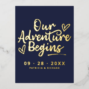 Carte Postale De Vacances En Aluminium Notre aventure commence Enregistrez la date Non ph