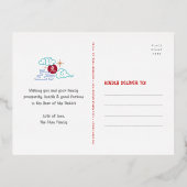 Carte Postale De Vacances En Aluminium Nouvel An Chinois 2023 Papercut Rabbit Real Gold (Verso)