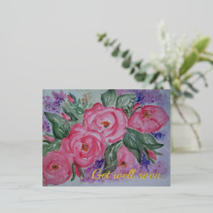 Carte Postale De Vacances En Aluminium Obtenez bientôt de l'aquarelle Rose sauvage Carte