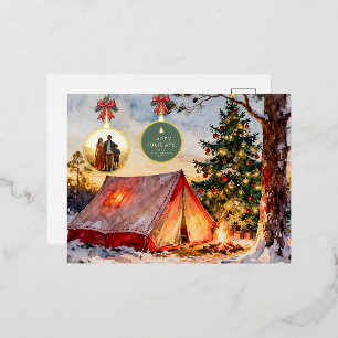 Carte Postale De Vacances En Aluminium Ornement de Noël de camping rustique moderne Photo
