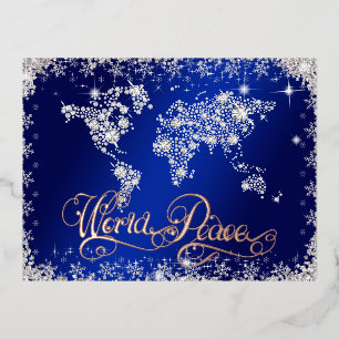 Carte Postale De Vacances En Aluminium Paix mondiale Bleu et Diamants