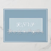 Carte Postale De Vacances En Aluminium Pale Blue and Sky Snowflake Response Postcard (Recto)