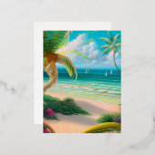 Carte Postale De Vacances En Aluminium Palmiers Tropical (Recto/Verso)