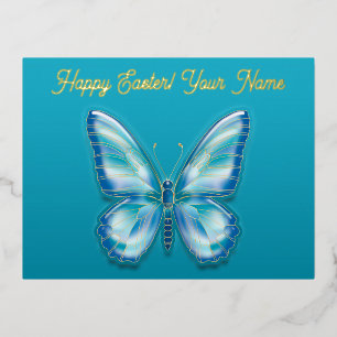 Carte Postale De Vacances En Aluminium  Papillon Turquoise