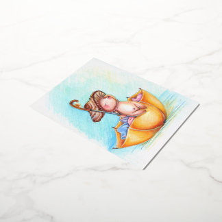 Carte Postale De Vacances En Aluminium Parapluie orange Cute champignons Sea Cottagecore