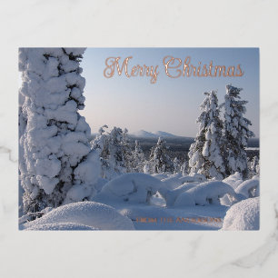 Carte Postale De Vacances En Aluminium Paysage hivernal enneigé Noël
