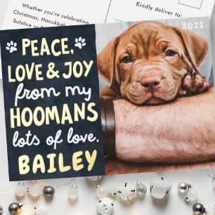 Carte Postale De Vacances En Aluminium Peace Love & Joy Funny Modern Pet Photo personnali