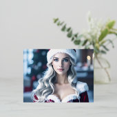 Carte Postale De Vacances En Aluminium Père Noël Girl (Debout devant)