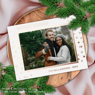 Carte Postale De Vacances En Aluminium Personnalisé Chic Twinkings Stars Motif Rose Or