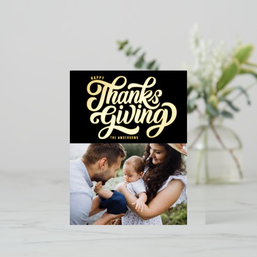 Carte Postale De Vacances En Aluminium Photo Bon thanksgiving noir en gras (Debout devant)