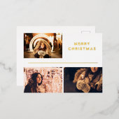 Carte Postale De Vacances En Aluminium Photo Collage moderne Joyeux Noël Or (Recto/Verso)