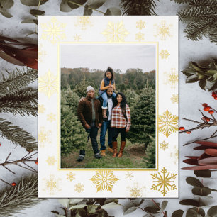 Carte Postale De Vacances En Aluminium Photo de flocons de neige de Noël   Blanc