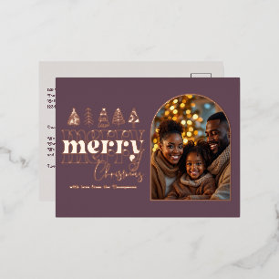 Carte Postale De Vacances En Aluminium Photo de Noël au plum fumé et gris huître
