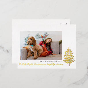 Carte Postale De Vacances En Aluminium photo de Noël religieux minimal moderne en feuille