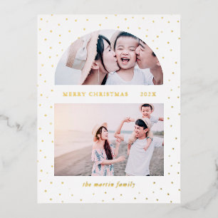 Carte Postale De Vacances En Aluminium Photo de Noël sous globe neigeux