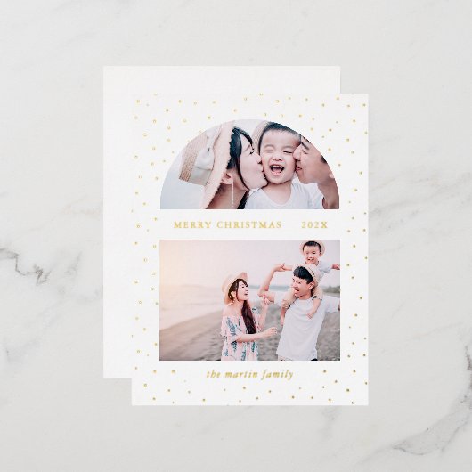 Carte Postale De Vacances En Aluminium Photo de Noël sous globe neigeux (Recto/Verso)