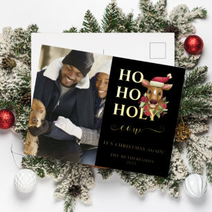 Carte Postale De Vacances En Aluminium Photo de Noël Vache Sainte