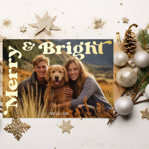 Carte Postale De Vacances En Aluminium Photo de typographie rétro de Noël joyeux et lumin