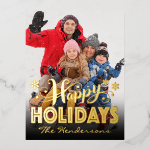 Carte Postale De Vacances En Aluminium Photo Happy Holidays Gold