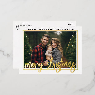 Carte Postale De Vacances En Aluminium Photo horizontale - grand Joyeux Script de Noël -
