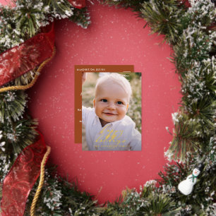 Carte Postale De Vacances En Aluminium Photo minimale moderne Noël élégant script