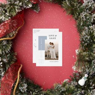 Carte Postale De Vacances En Aluminium Photo minimaliste Happy Hanoukka Love Light