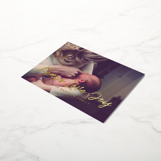 Carte Postale De Vacances En Aluminium Photo moderne de paix amour joie (Rotation)