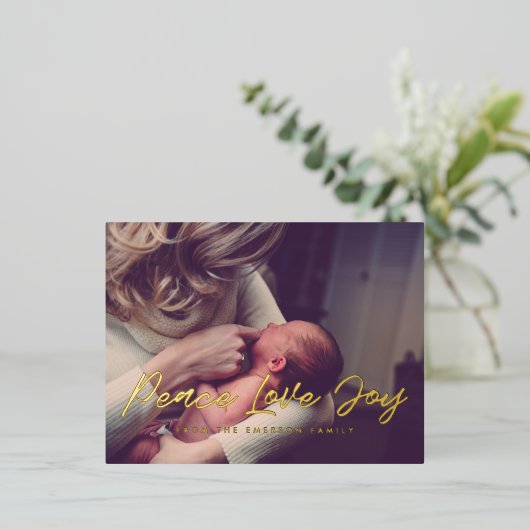 Carte Postale De Vacances En Aluminium Photo moderne de paix amour joie (Debout devant)