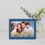 Carte Postale De Vacances En Aluminium Photo moderne Noël Jésus Croix bleu (Debout devant)