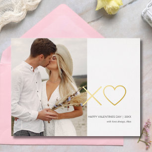Carte Postale De Vacances En Aluminium Photo moderne XOXO coeur Saint Valentin